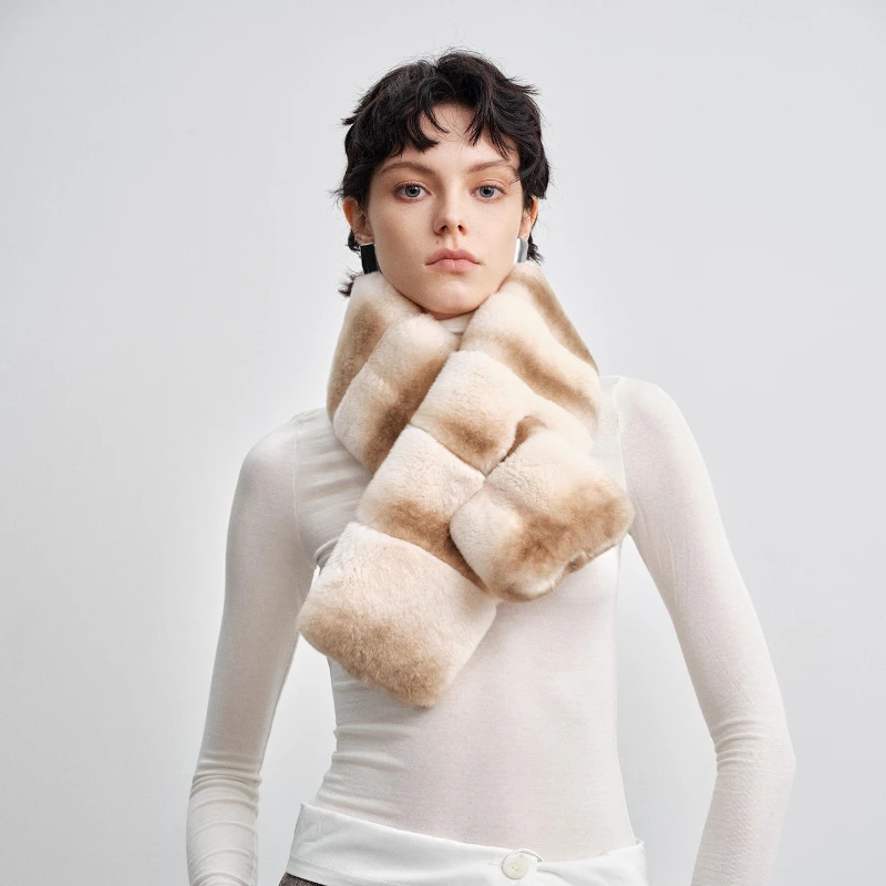 YOLANFAIRY 冬用トトロ柄レックスラビットファー両面スカーフ保温多用途フォックスファーカラースカーフ шарф 2025