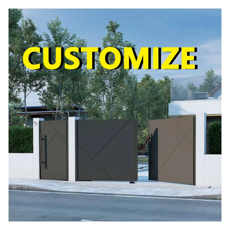 Any Size Custom Aluminum Trackless Sliding Gate Automatic Villa Driveway Security Privacy Heavy Duty Waterproof Rust