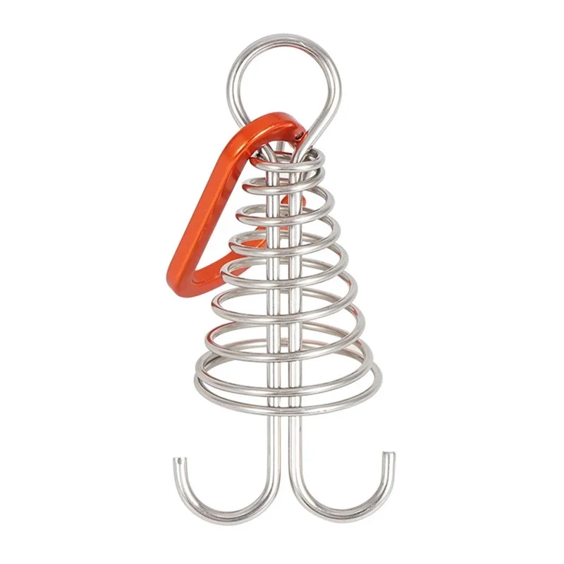 Outdoor Camping Octopus Rope Buckle 1pc Camping Deck Nail Stainless Steel Fixed Tent Rope Buckle Wooden Hook Spring Wind Rope