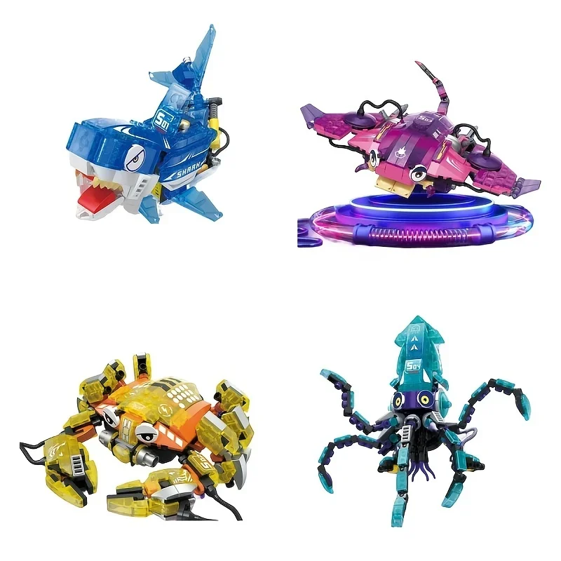 Get Your Luminous Small Creative Ocean World - Octopus Shark Educational Building Blocks Exquisite Ornament Toy For Christmas