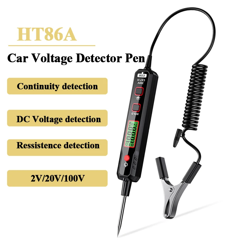 HT86A 100V Car Voltage Detector Pen Non-Contact Adjustable DC Voltage Backlight Tester Car Fault Maintenance Circuit Test Pen