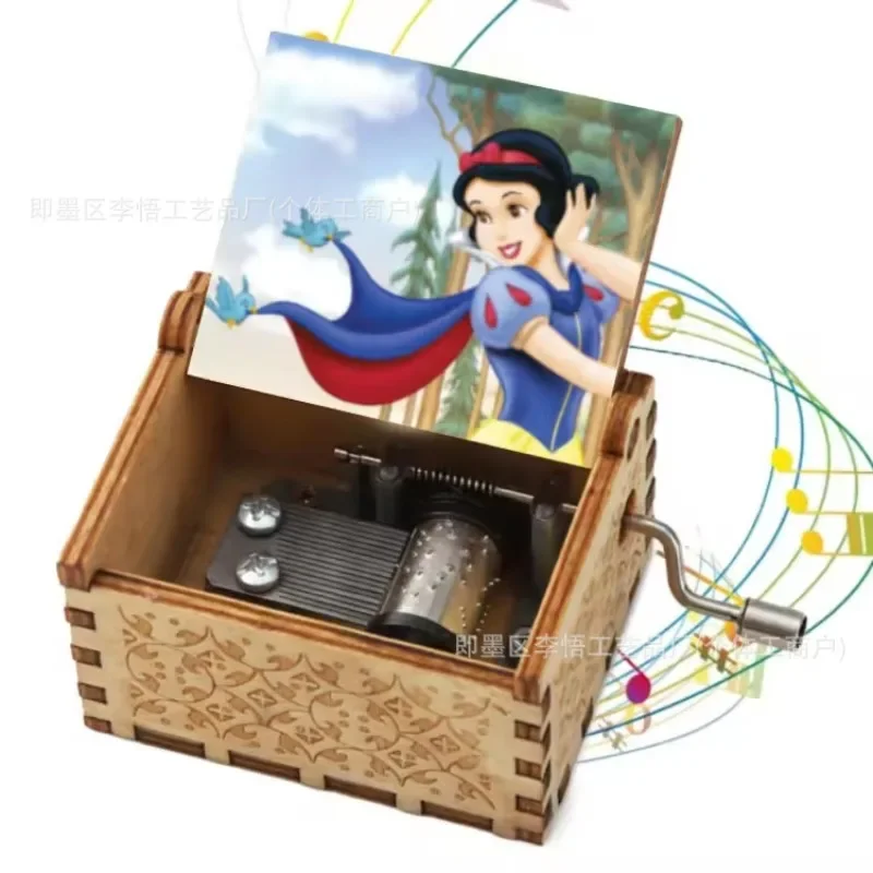 Disney Cartoon Snow White Wooden Music Box Hand-cranked Color Printed Music Box Children's Birthday Gifts Music Box Wholesale