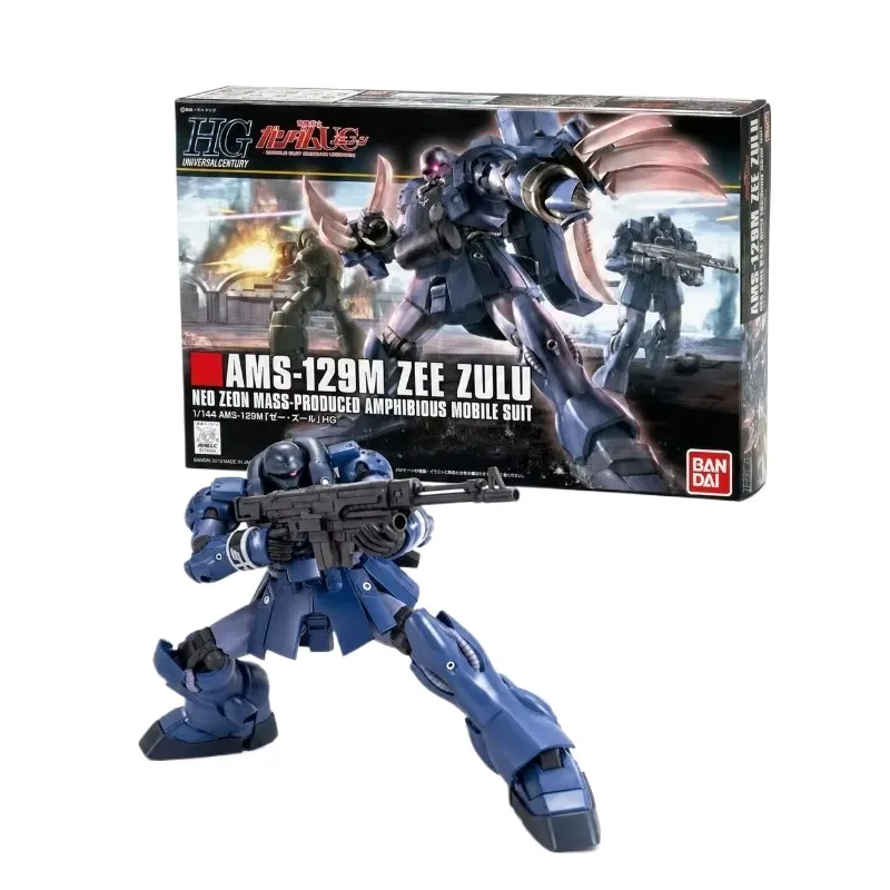 Figura de Acción Original Bandai HGUC 1/144 AMS-129M Zee Zulu Gundam UC, Kit de Montaje de Modelo de Anime, Juguetes de Traje Móvil, Regalos de Cumpleaños para Niños