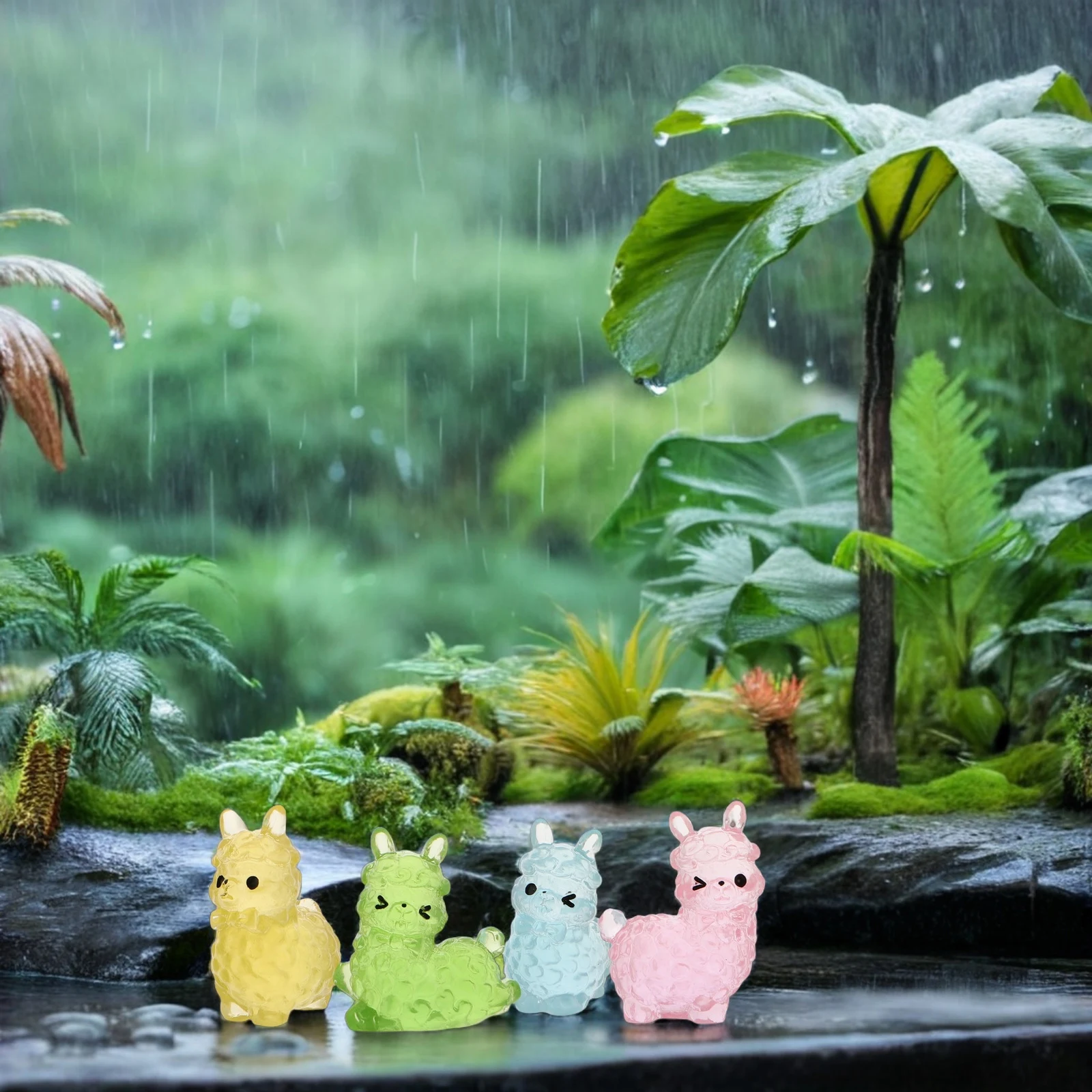 

12 Pcs Alpaca Ornament Aquarium Decor Figurines Ornaments house Animals Theme Decoration for Table Resin Party Favors