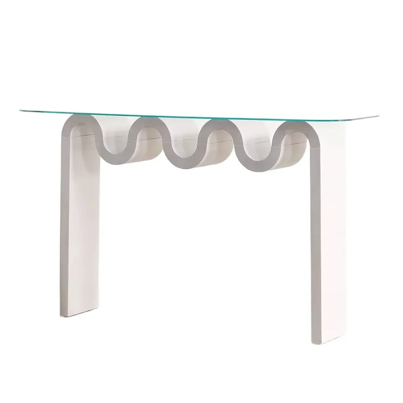 Minimal light luxury designer tempered glass entrance platform water ripple rectangular transparent