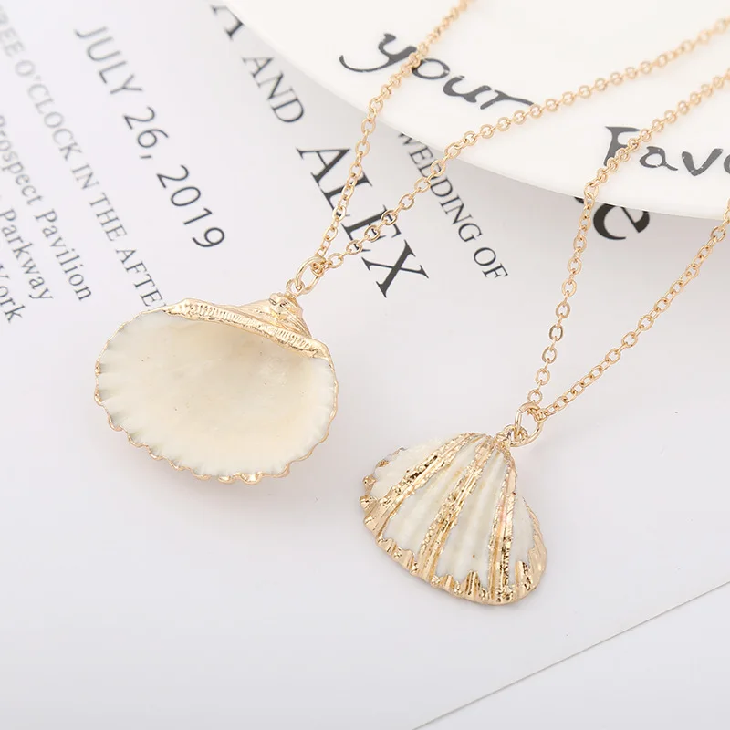 32 Styles Charm Boho Natural Shells Necklaces Scallop Pendant Necklace For Women Gifts Chain Style Alloy Seashell Summer Jewelry