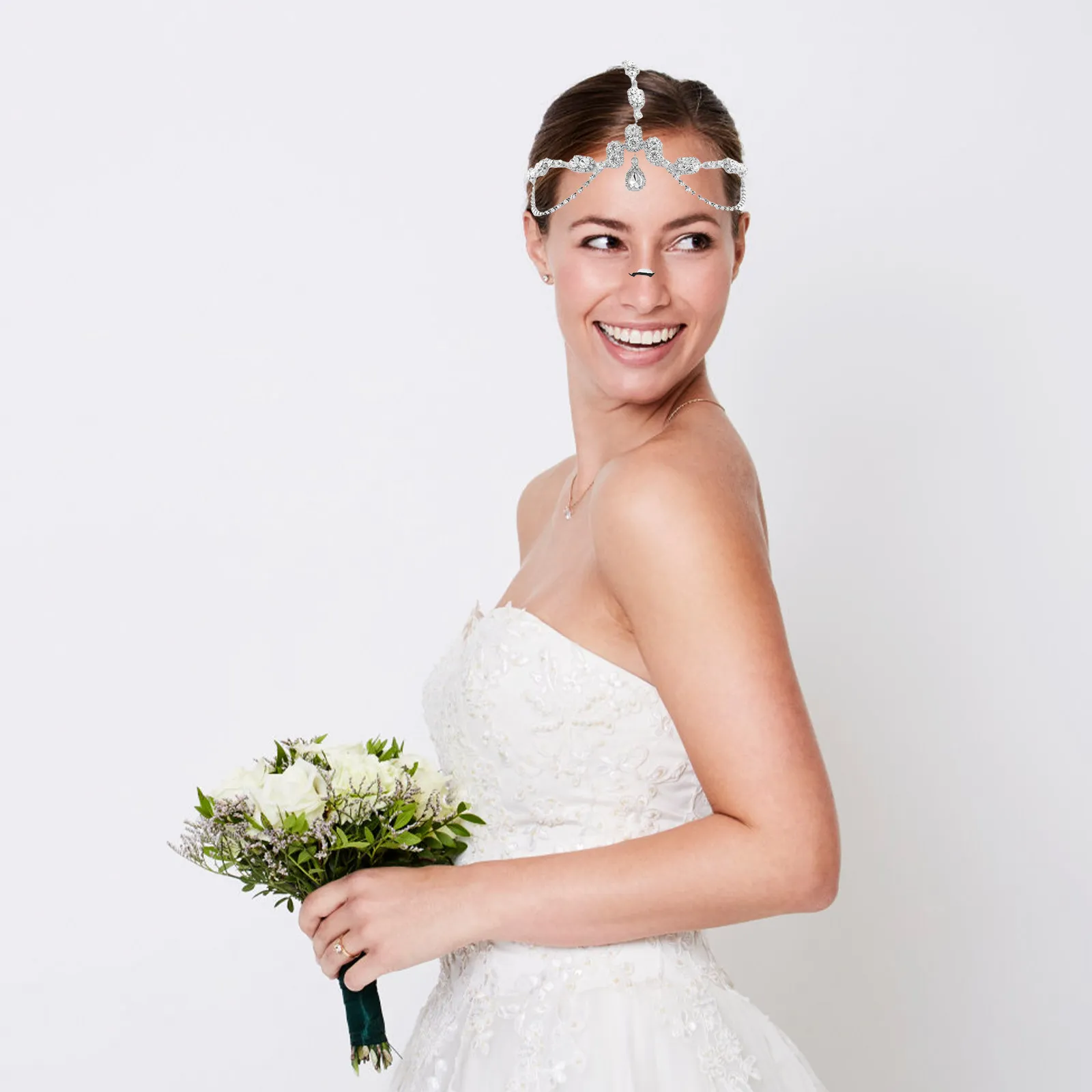 

Rhinestone Hair Chain Delicate Forehead Chain Bridal Wedding Headwear Unique Bride Headdress Elegant Dress Accessory