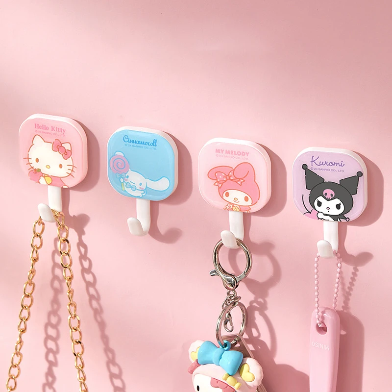 

Kawaii Sanrio Hello Kitty Strong Adhesive Adhesive Hook Cute hook without punching kitchen seamless adhesive hook Gifts Toys