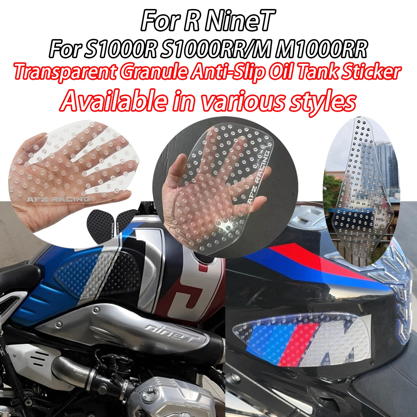 For BMW R NineT BMW S1000R S1000RR/M M1000RR Motorcycle Tank Anti-Slip Stickers Rubber 3D Knee Protection Pads Side Decals Tank