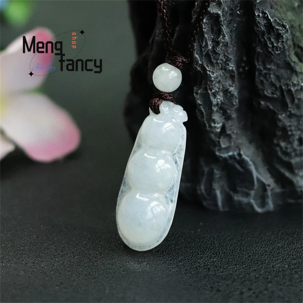 Natural Jadeite A-cargo Four Seasons Beans Fukudou Jade Pendant Exquisite Elegant Simple High-grade Luxury Quality Fine Jewelry