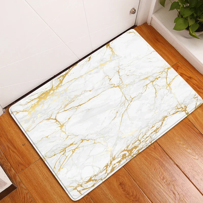 Marble Pattern Kitchen Carpet Bedroom Entrance Doormat Living Room Hallway Decoration Rugs Home Balcony Bath Floor Anti-Slip Mat