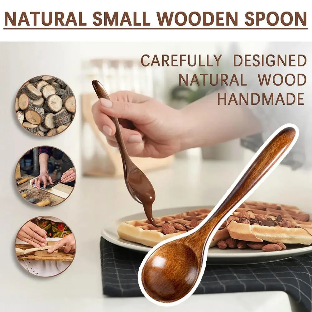 

6pcs Wooden Spoons for Kids Handcrafted Engravable Children's Cutlery Set Eco-Friendly Small Wooden Spoon Fork Wholesale