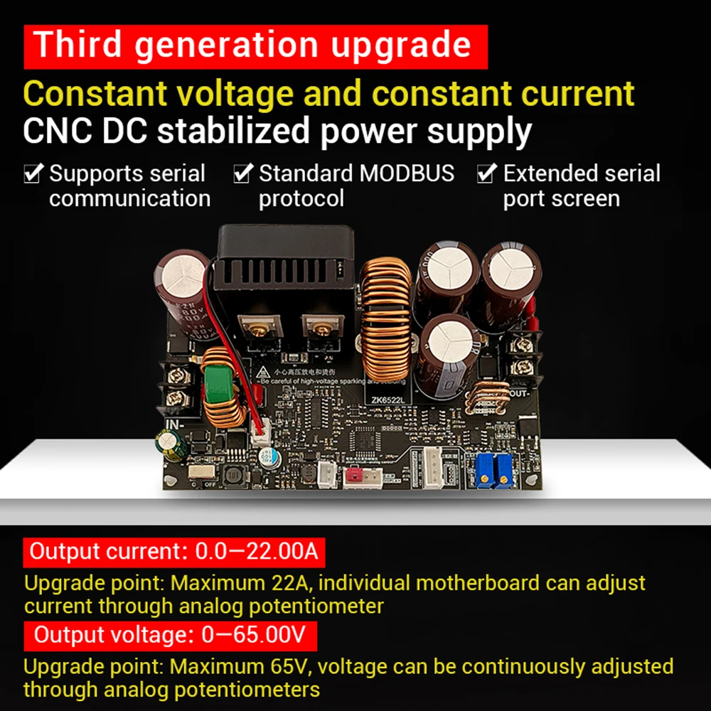 ZK-6522 CNC Step-down DC Adjustable Regulated Power Supply Constant Voltage and Constant Current Module 22A/1400W Buck Module