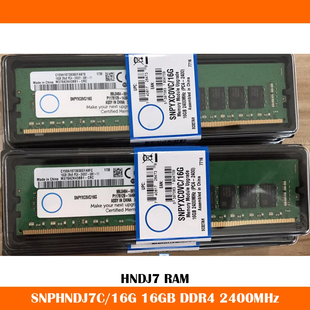 

1PCS SNPHNDJ7C/16G 16GB DDR4 2400MHz RAM For HNDJ7 2Rx8 PC4-2400T Server Memory Works Fine Fast Ship High Quality