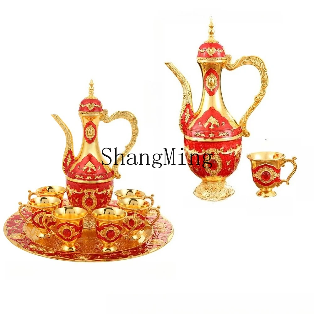 

PYH retro light luxury wine set zinc alloy Baijiu cup wine dispenser household wine set jug high-end ornament