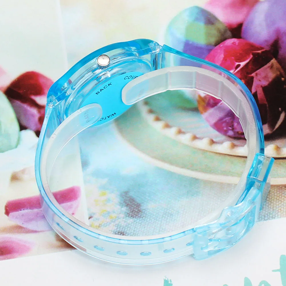 Fashion Transparent Candy Color Plastic Band Casual Quartz Watches