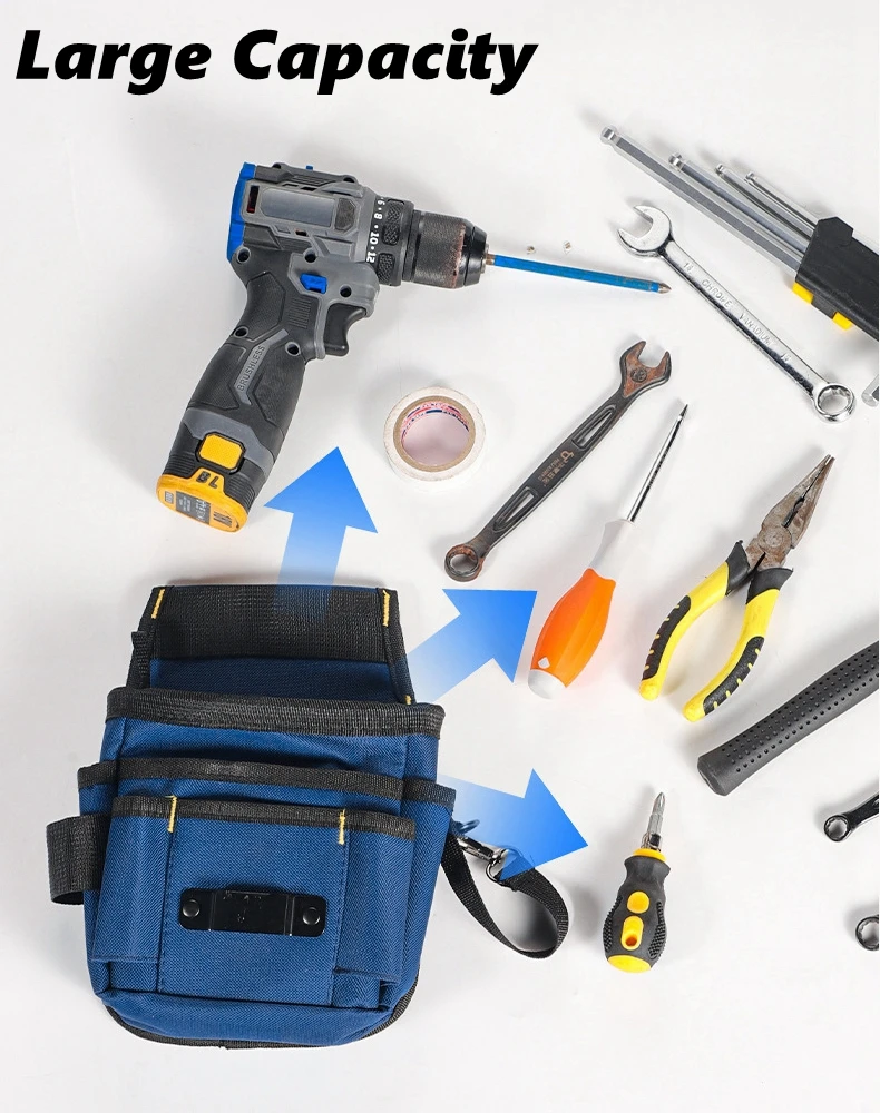 Tool Belt Bag Utility Belt Adjustable Pockets Tool Belts Detachable Work Pouch Bag Heavy Waist Apron Versatile Pouch
