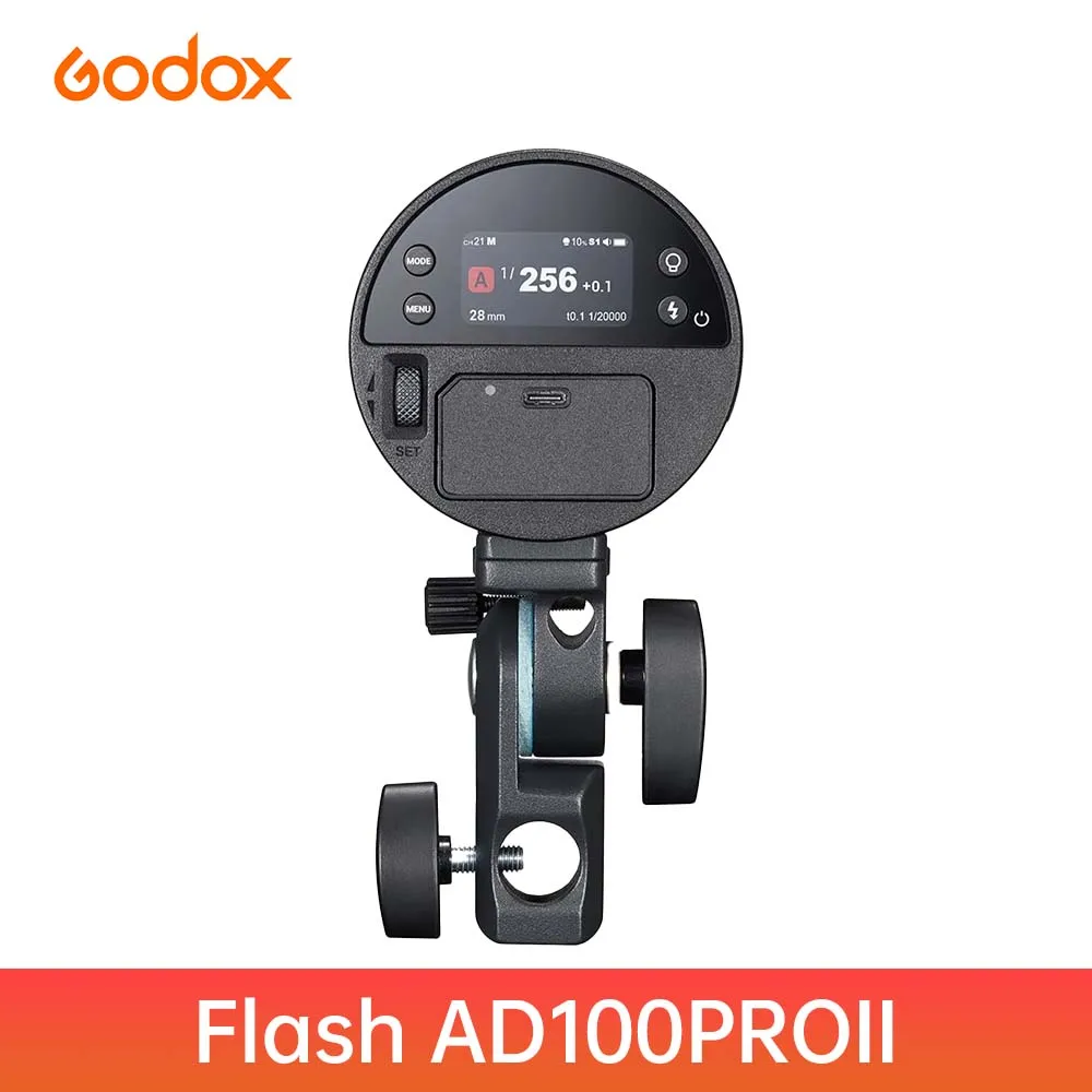 Godox AD100Pro II Pocket 100Ws TTL HSS 1/8000s w/Fan,3300mAh USB-C,Color Display,Wireless for Canon Nikon Sony Fuji Olympus