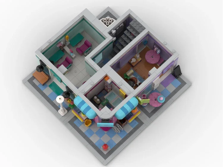 Arquitetura moc modular barbeiro conjunto de tijolos cidade vista rua modelo centro apartamento edifícios bloco kit diy café para criança