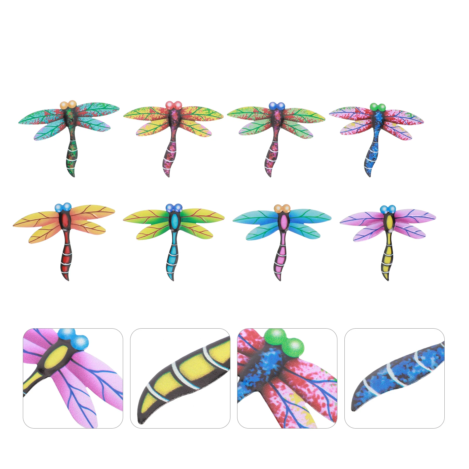 

8pcs Wall Decor Lifelike Wall Hanging Crafts Texture Dragonfly Pendant for Bedroom Garden Metal Hanging Crafts Art