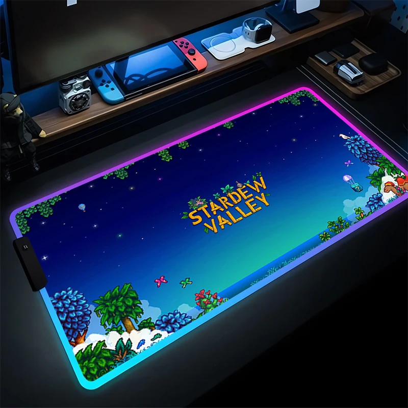 

Mouse Pad Gaming Accessories RGB PC Gamer Alfombrilla Computer Stardew Valley Game Desk Mat LED Laptop Varmilo Keyboard Mousepad