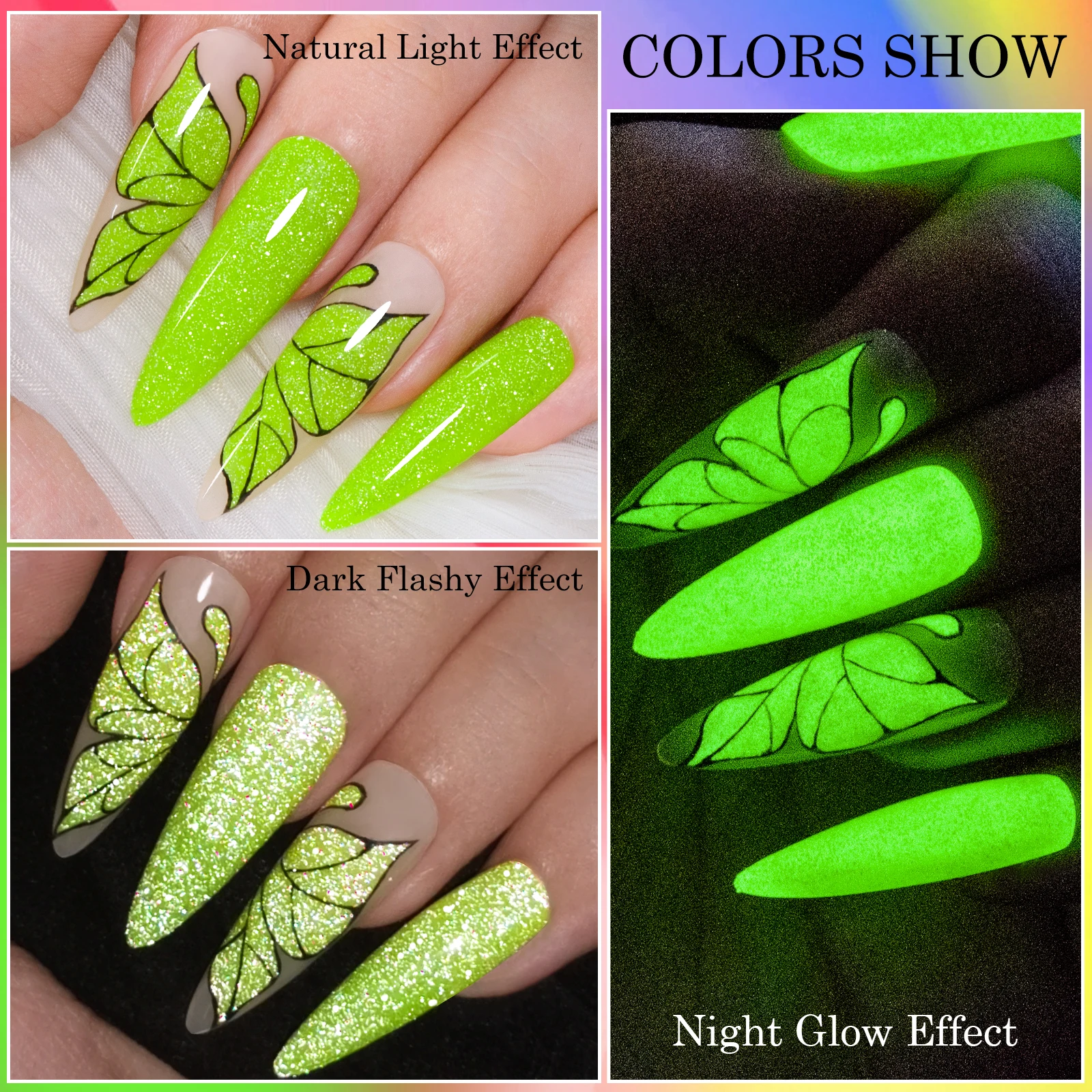 Lśniący, odblaskowy, brokatowy lakier do paznokci w żelu, fluorescencyjny, neonowy kolor, półtrwały, zmywalny, żelowy lakier UV, manicure, akcesoria do paznokci.