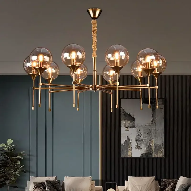 Modern minimalist luxurious glass chandelier cigarette ash magic bean Nordic bedroom restaurant home decoratio pendent lamp