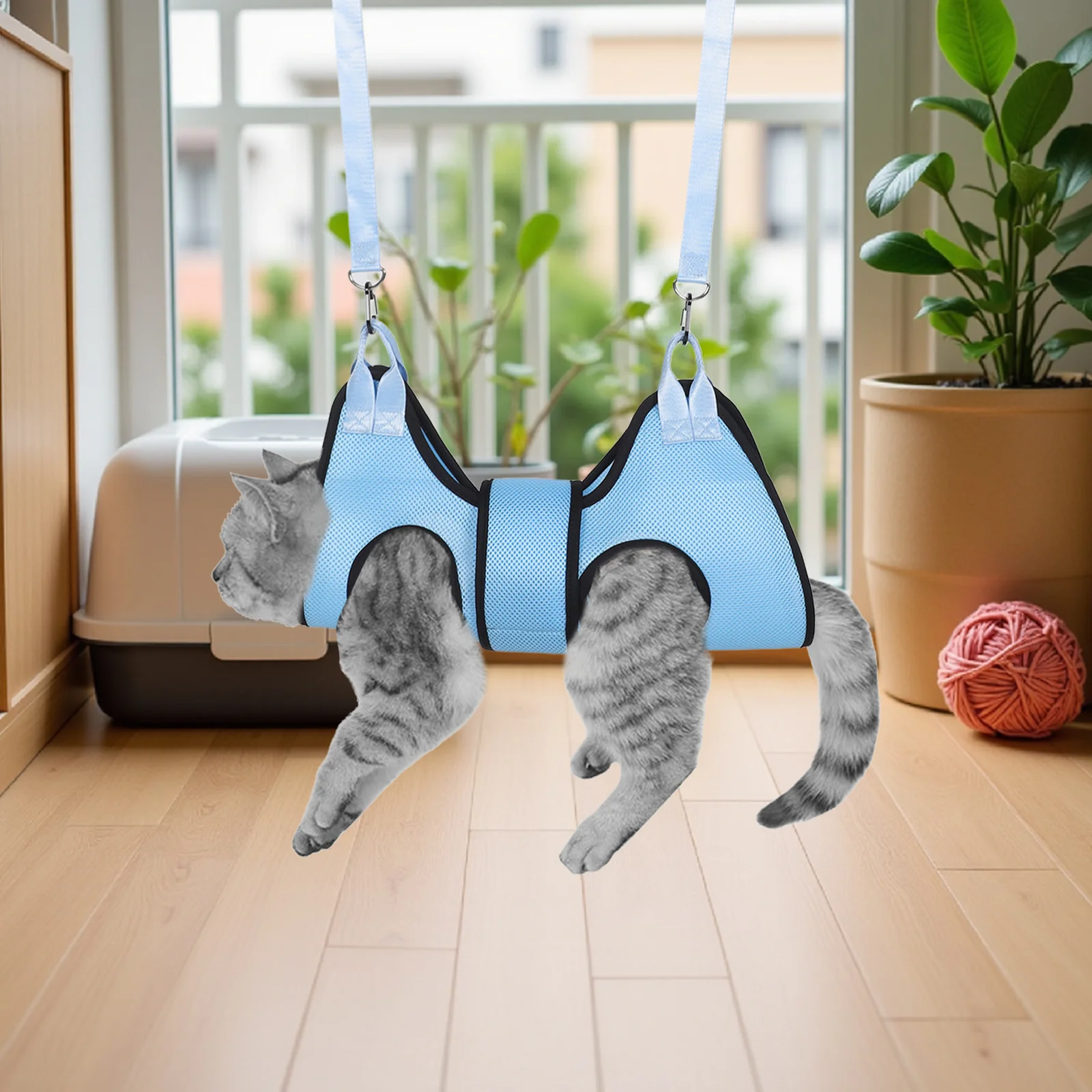 

Pet Grooming Hammock For Cats Dogs Fits 25-45 Lbs Anti-Bite Scratch Protection Bathing Bag - Foldable Grooming Sling For