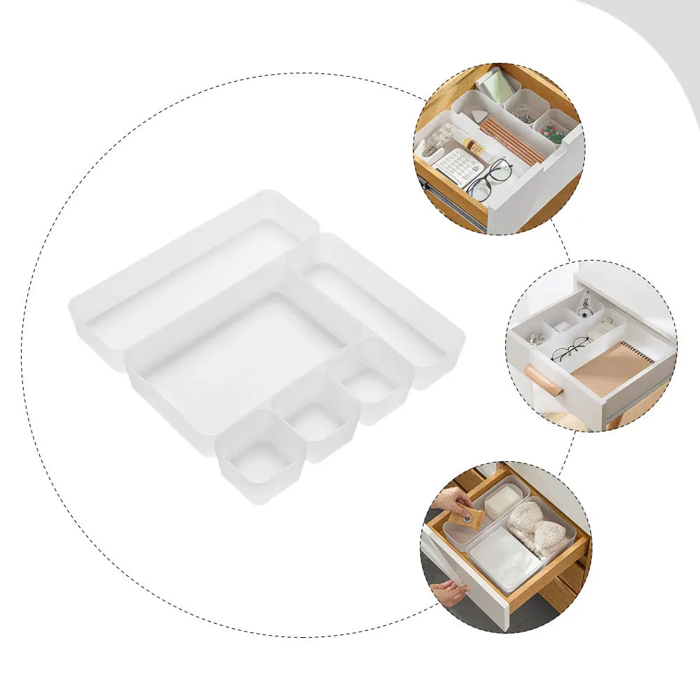 

6Pcs Drawer Storage Boxes Set Premium PP Material Multi-Purpose Sorting Boxes for Home Office Kitchen Bathroom Organizer