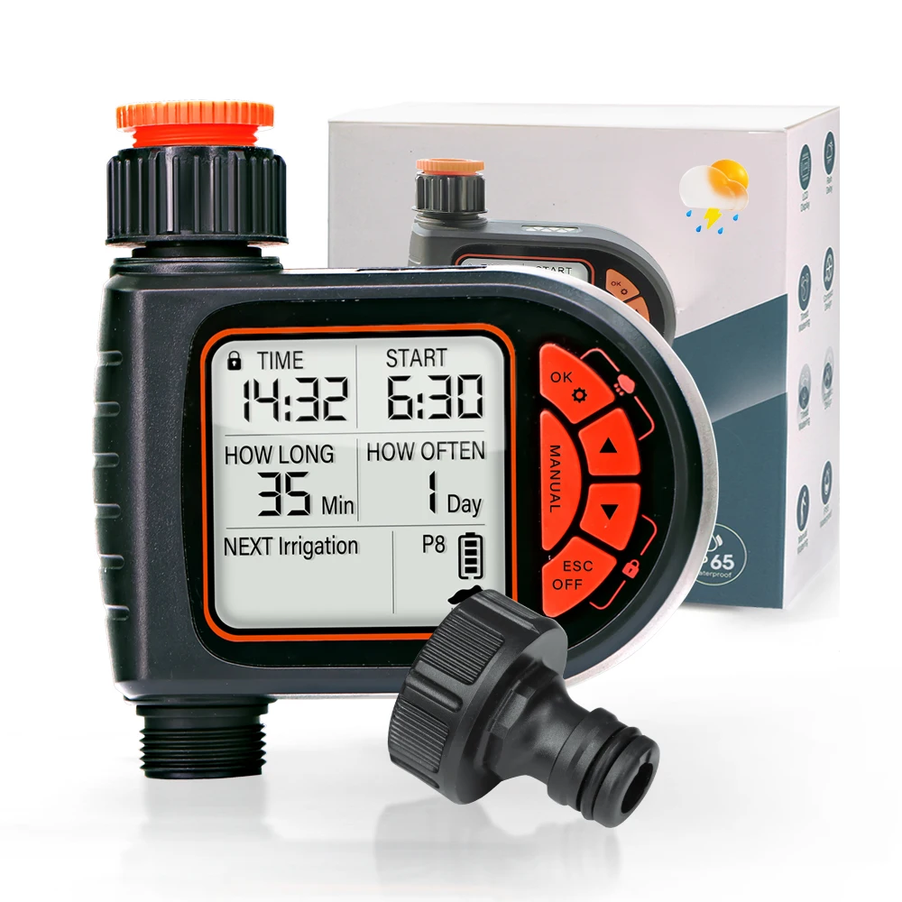 

N198 Второй точный ЖК-таймер орошения, замок от детей, датчик дождя, большой дисплей, точная система полива сада, энергоэффективная