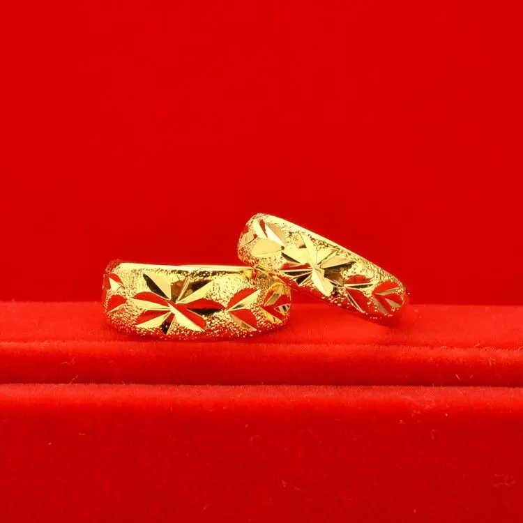 Noble AU999 gold couple ring gold shop same style ring 24K pure gold couple open ring goddess jewelry gift