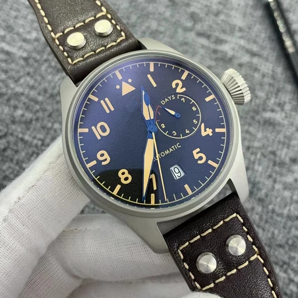 

2026 High-Quality Pilot 44mm Men's Automatic Mechanical Luxury Sport Watch - Black Brown Leather Men's Watch