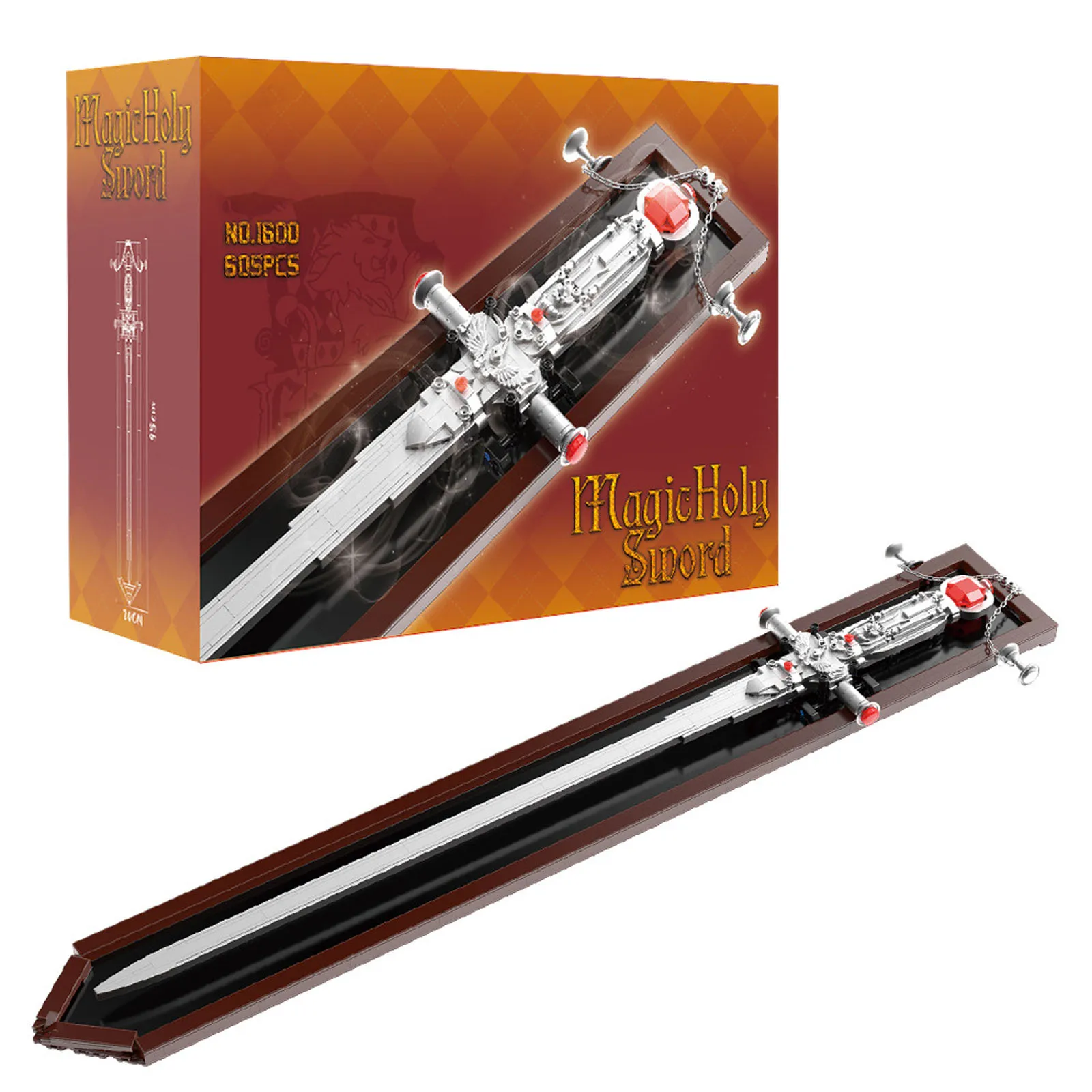 05pcs Magic Sword Building Kit - Legendary Excalibur Replica, Unique Collector's Desk Display