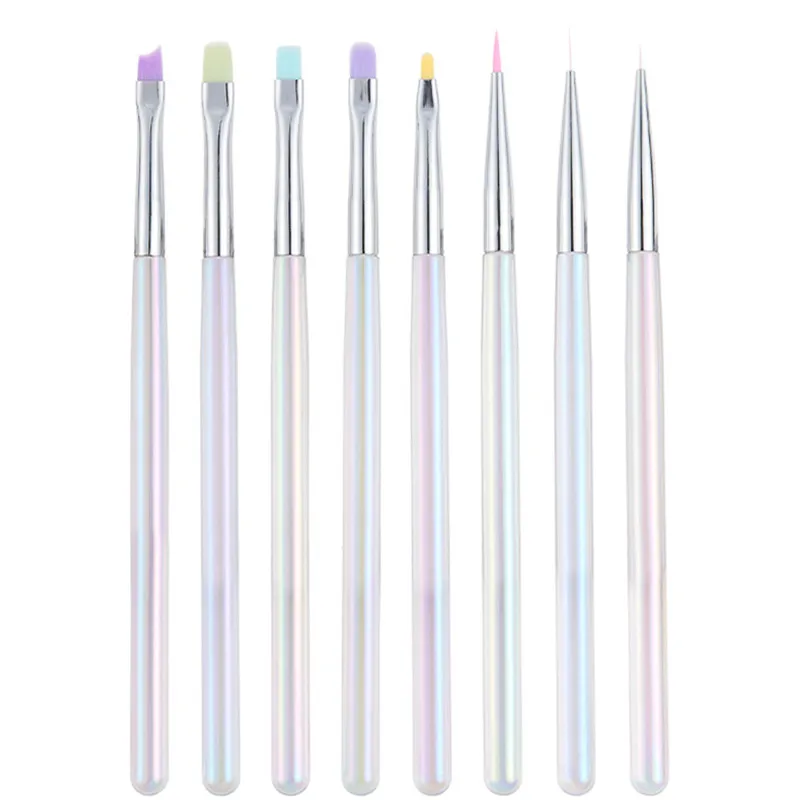1/8 個ネイルアートライナー描画絵画ネイルブラシセットアクリルパウダー彫刻 UV ジェルエクステンションマニキュアペンツール