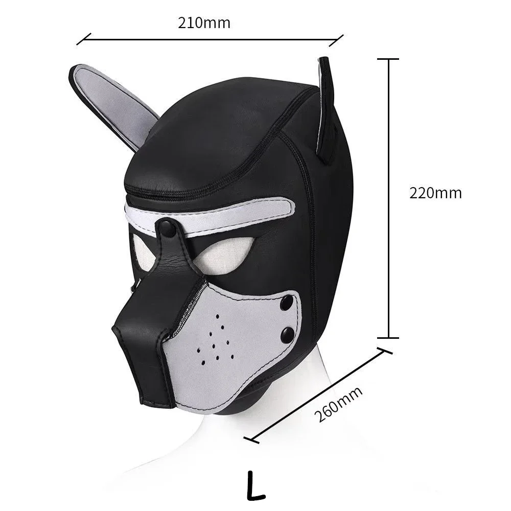 Mascarilla de goma de látex acolchada para perro, máscara de cabeza completa para juego de rol con orejas, 10 colores