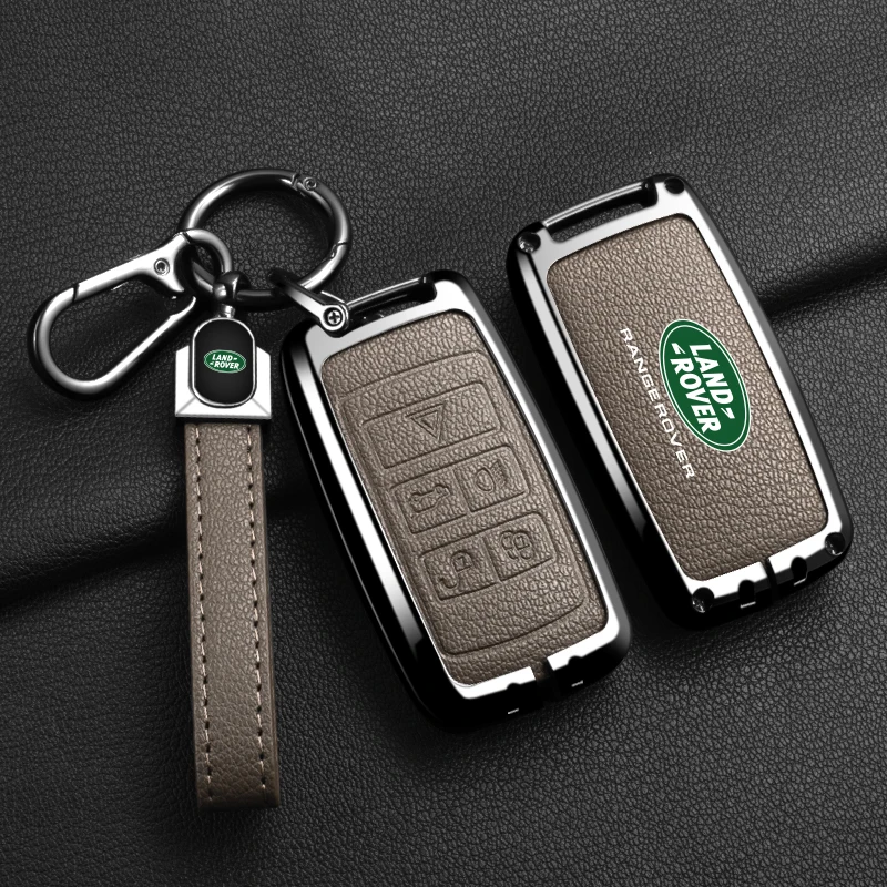 Zinc Alloy Leather Car Styling Key Case Cover Holder Shell Bag For Land Rover Range Rover Discovery 5 Sport 2018 2019 Accessory