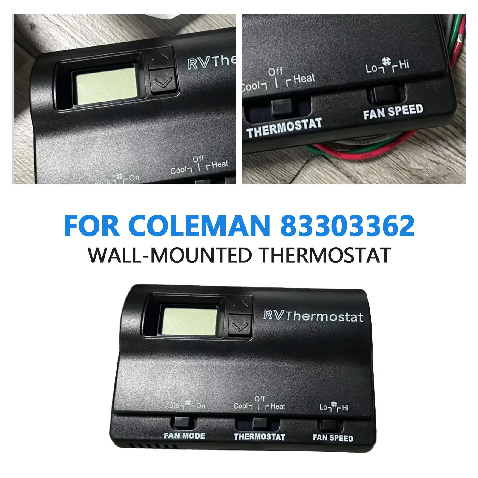 1 قطعة استبدال الحرارة السوداء/الباردة ترموستات رقمي لمنزل متنقل RV كولمان 83303362 83303862   اضغط على زر قطع غيار السيارات