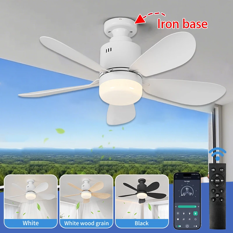 E27/E26 لمبة مروحة منزلية، قابلة للفصل، تطبيق جوال، جهاز تحكم عن بعد لغرفة المعيشة وغرفة النوم ضوء مروحة السقف #1
