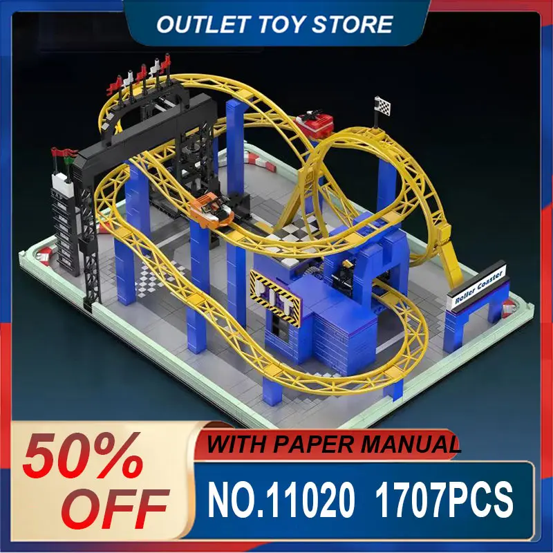 Mould King 11020 Remote Control Looping  Coaster Building Blocks Bricks, High Difficulty Puzzle Toy, Desktop Display Model