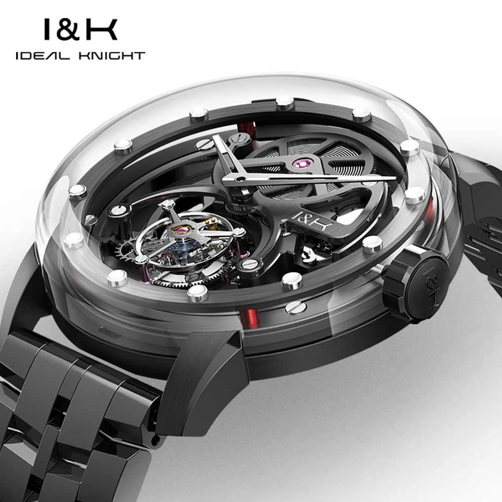 Ideal Knight 6809 Men's Watches Real Tourbillon Limited Edition Fully Transparent Hollowed Automatic Mechanical Man Watch 3 in 1