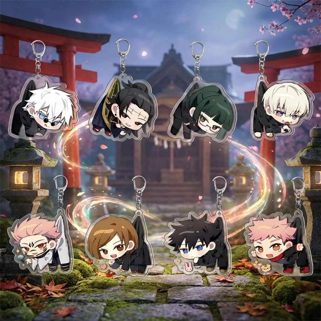 Llavero de acrílico Jujutsu Kaisen con colgante de anime de Yuji Itadori, Megumi Fushiguro y Nobara Kugisaki, accesorio de llavero con dijes superpuestos