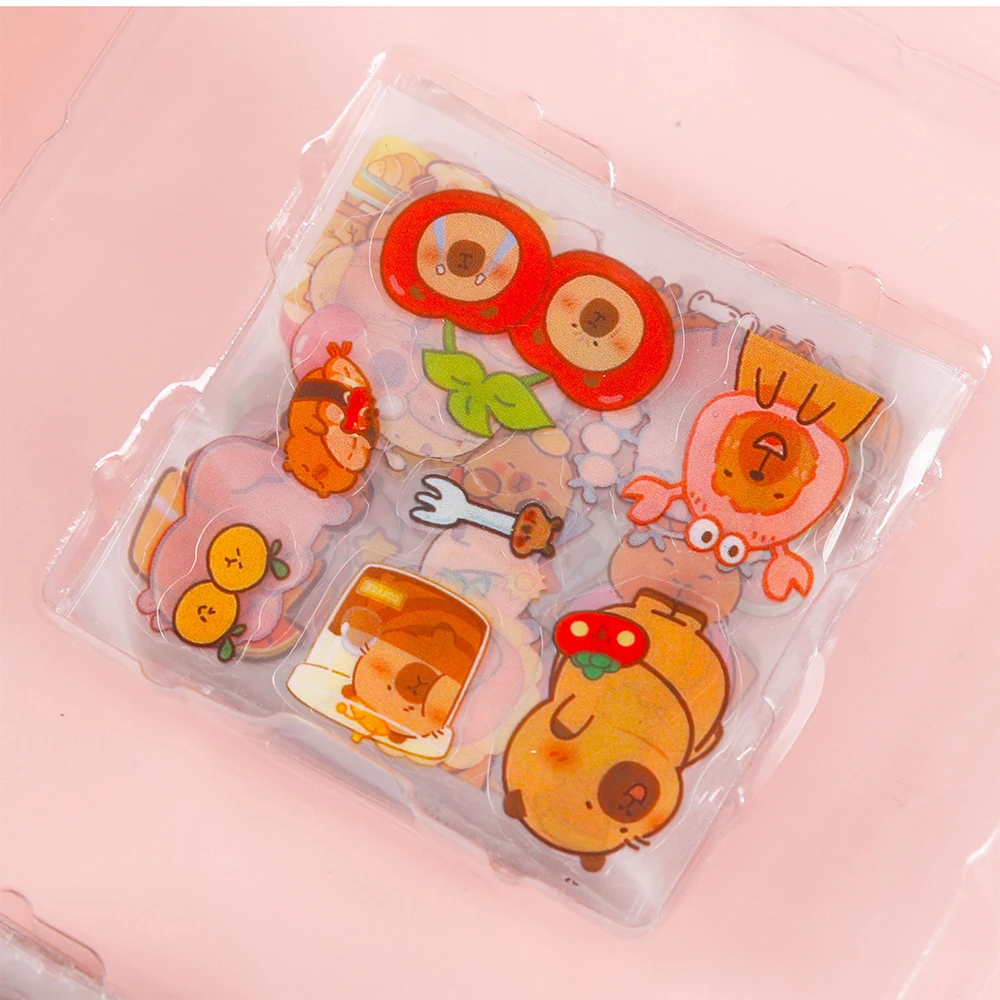 100 قطعة/صندوق مضحك لطيف الكرتون كابيبارا ملصقات الحيوانات الأليفة الجمالية الزخرفية سجل القصاصات الأمتعة الهاتف طفل DIY ملصق مضاد للمياه اللعب