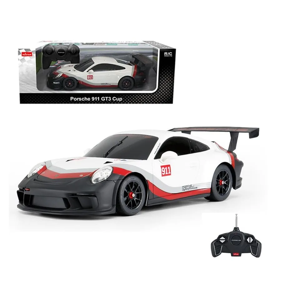 

1/18 Porsche 911 RC Car for Play Display White Die-Cast Remote-Controlled Model Toy with Realistic Details and Smooth Handling