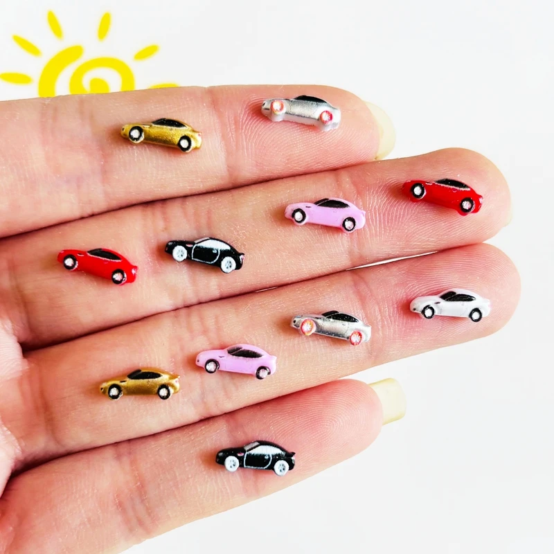 55 pieces cute mini mixed color mini cartoon car series nail flat bottom rhinestone decoration DIY scrapbook accessories A37