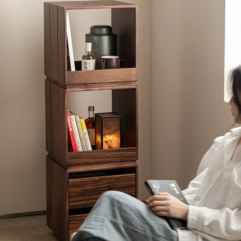 South American walnut mobile bookcase, tea space storage cabinet