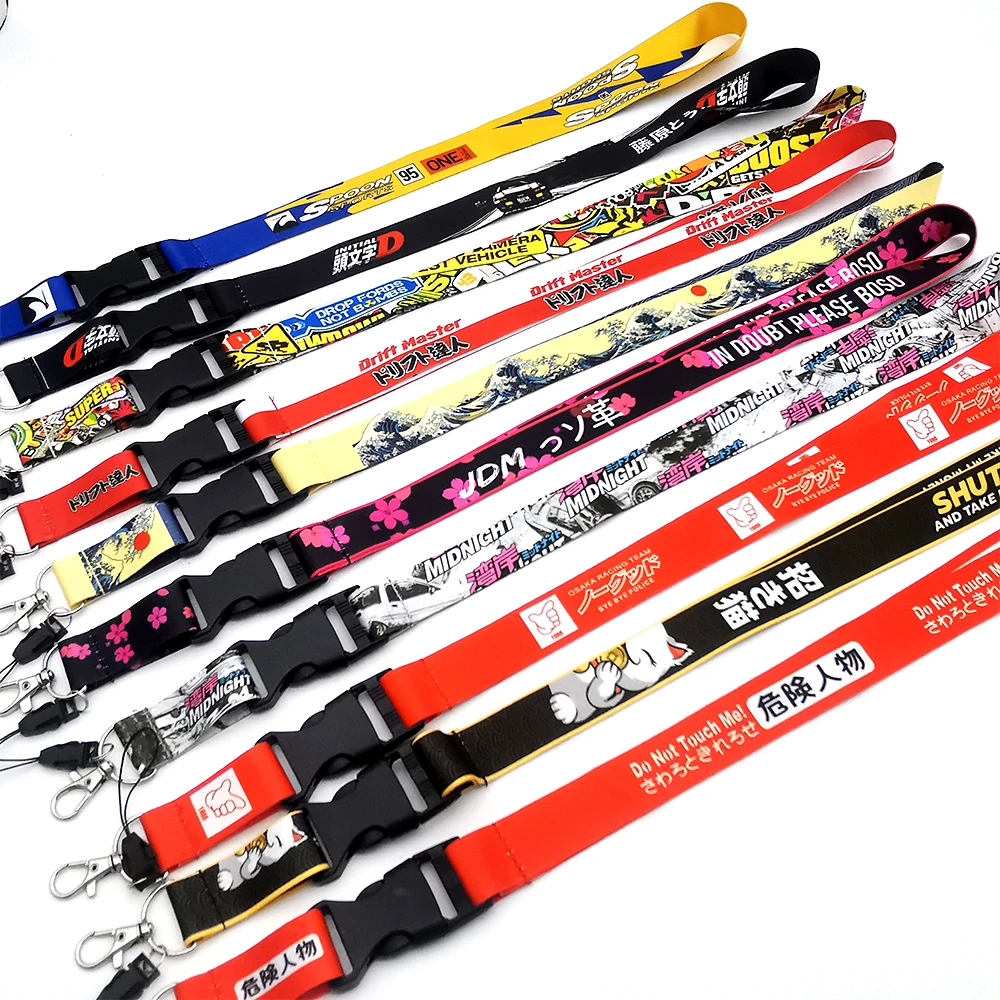 Anfängliche d jdm Stil Renn Lanyard Glück Katze Schlüssel mobile ID-Karte Hänge gurt Umrüstung Hals Lan yards für Schlüssel Löffel Mitternacht