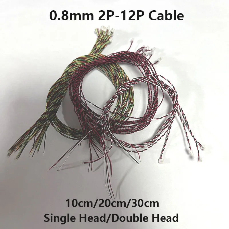 10pcs JST 0.8mm Connector Cable Wire 02SUR Single Double Head 2P 3P 4P 5P 6P 7P 8P 10P 0.8mm Pitch IDC Type 10cm 20cm 30cm