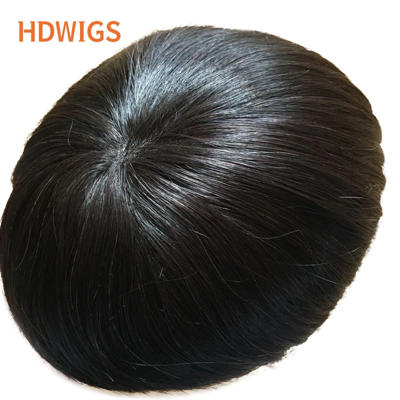 Men Toupee Full PU 0.12-0.14cm ISKIN With Knots Men's Capillary Prosthesis Real Indian Human Hair Wig Wave Straight Hairpiece