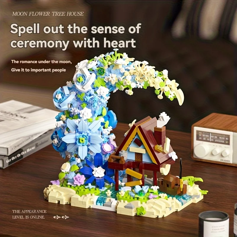 مكعبات بناء بيت شجرة ضوء القمر، هدية عيد الميلاد/عيد الميلاد