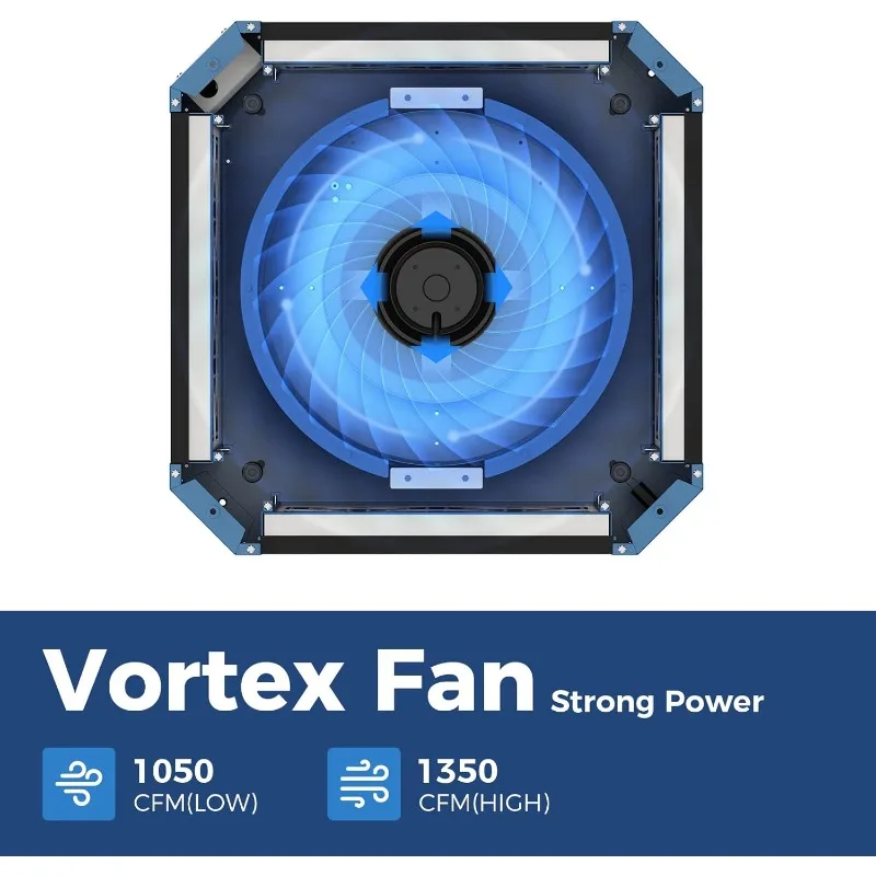 360 Degree Intake Air Filtration System Woodworking - (1050/1350 CFM) with Strong Vortex Fan, Hanging Mode for Garage Works